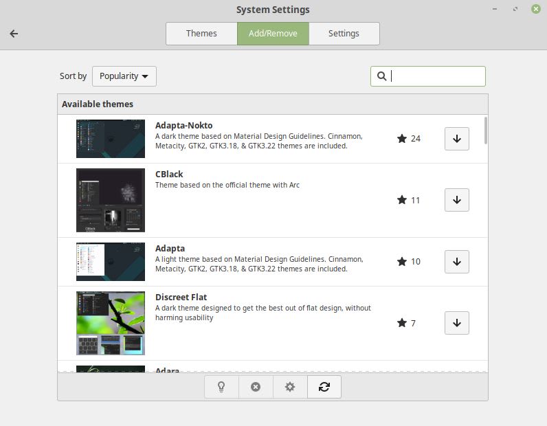 Linux Mint - Themes - Add and Remove