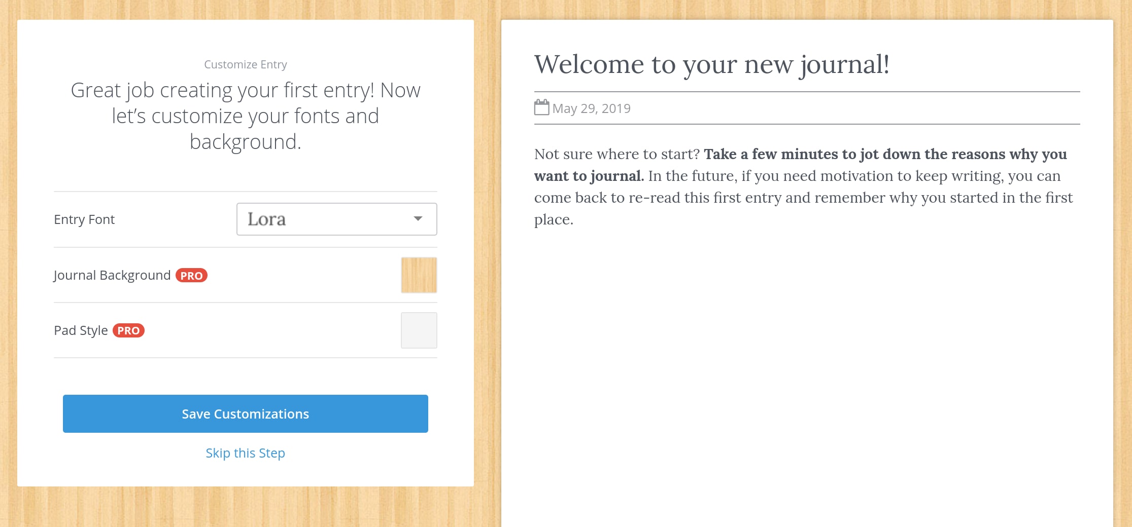 Penzu Customizing your Entries