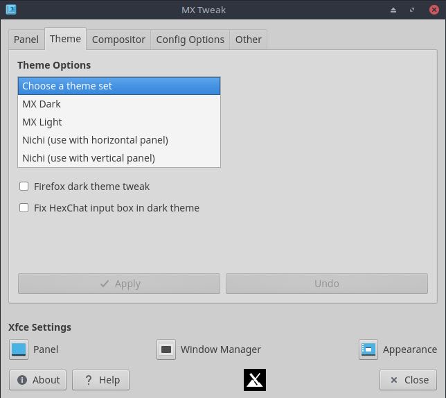 MX Tweak - Theme Selection