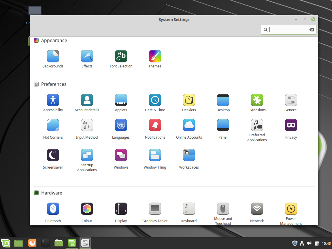 System Settings - Linux Mint