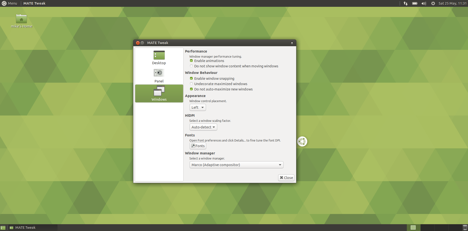 Ubuntu MATE - Window Options