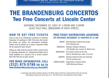 The Brandenburg Concertos: December 22, 2001