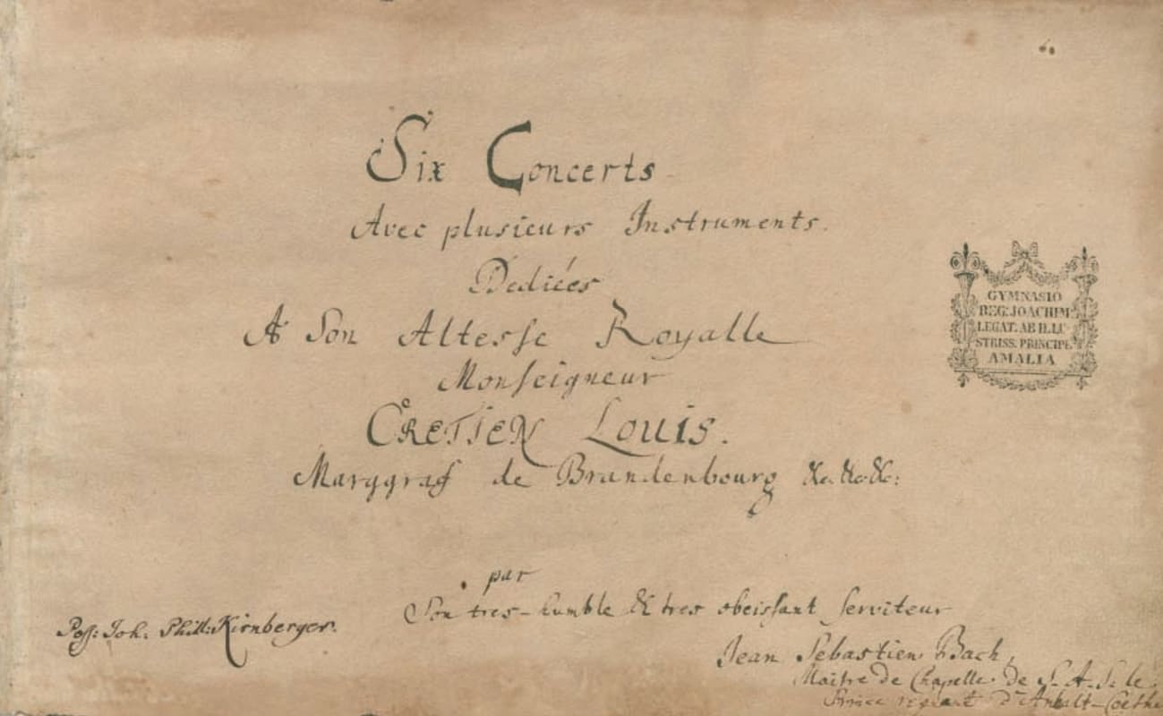 Title page of Bach's Brandenburg Concertos