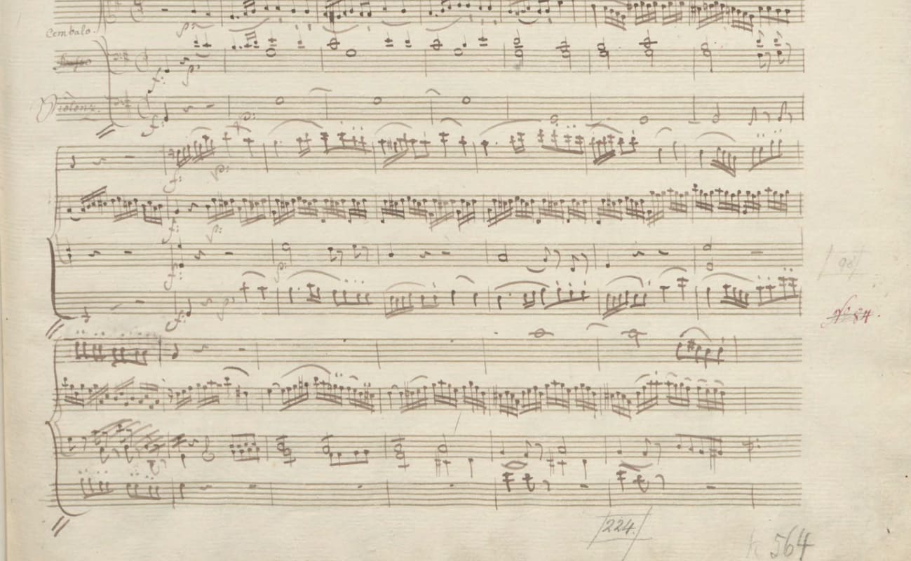 Manuscript score of Mozart's Piano Trio in G major, K. 564
