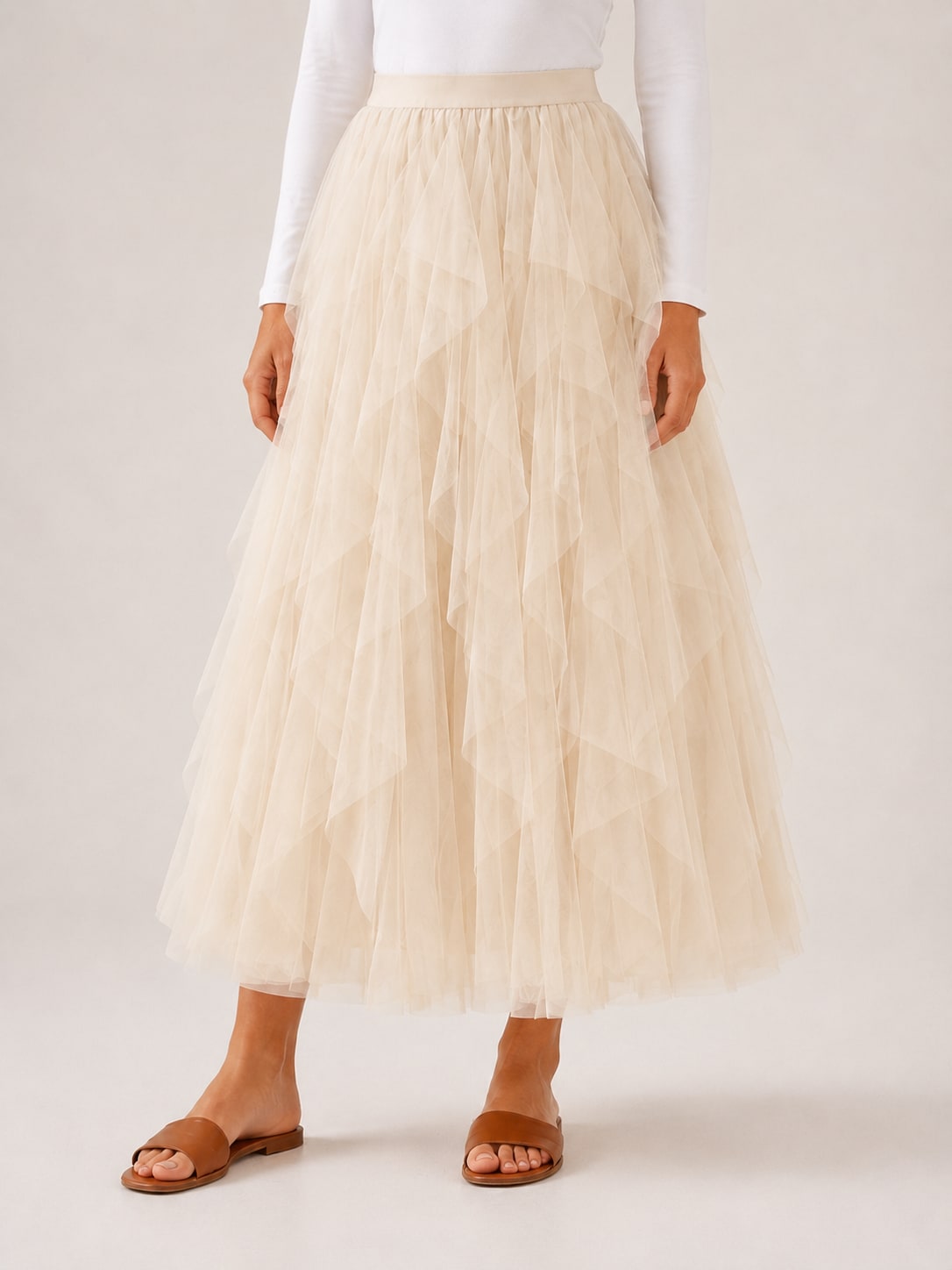 Ecru long skirt ruffled and lining Tsniout - product photo 4