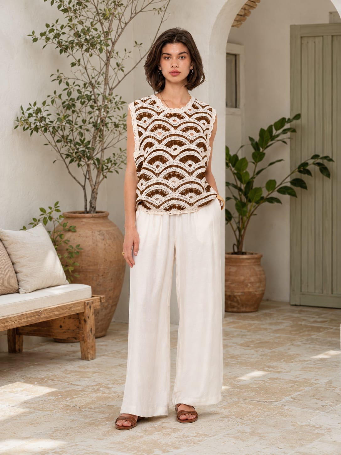 טופ שוקולד מcrochet עם motif festonné Tsniout - תמונת מוצר 6