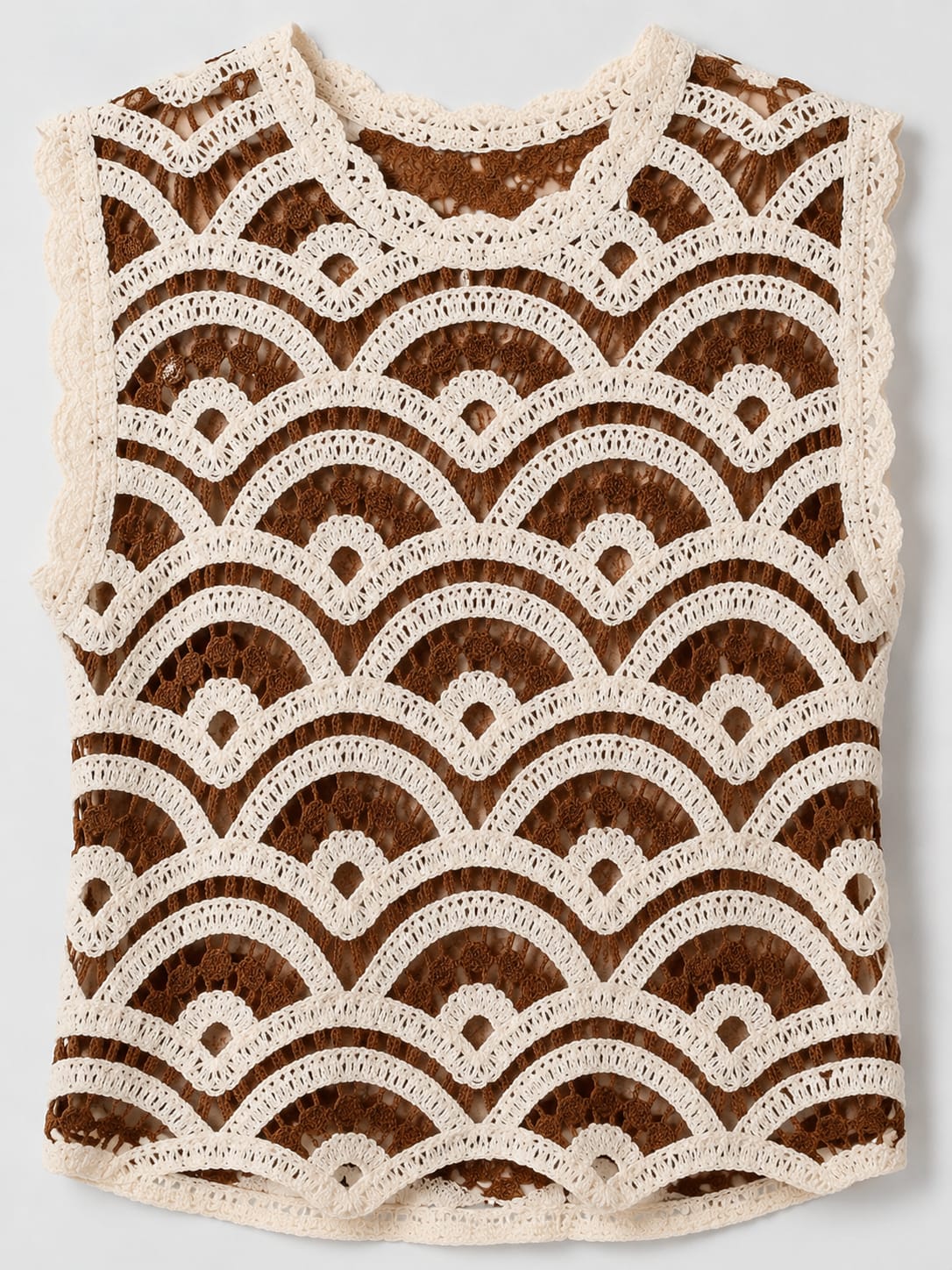 טופ שוקולד מcrochet עם motif festonné Tsniout - תמונת מוצר 4