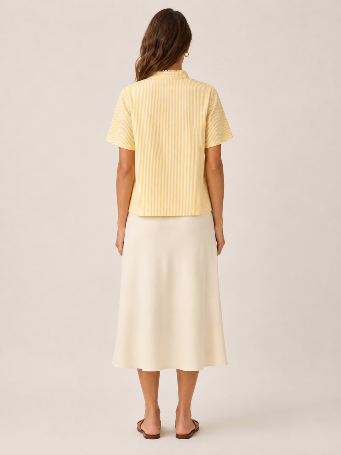 Yellow shirt with stripes and broderies Tsniout - product photo 2