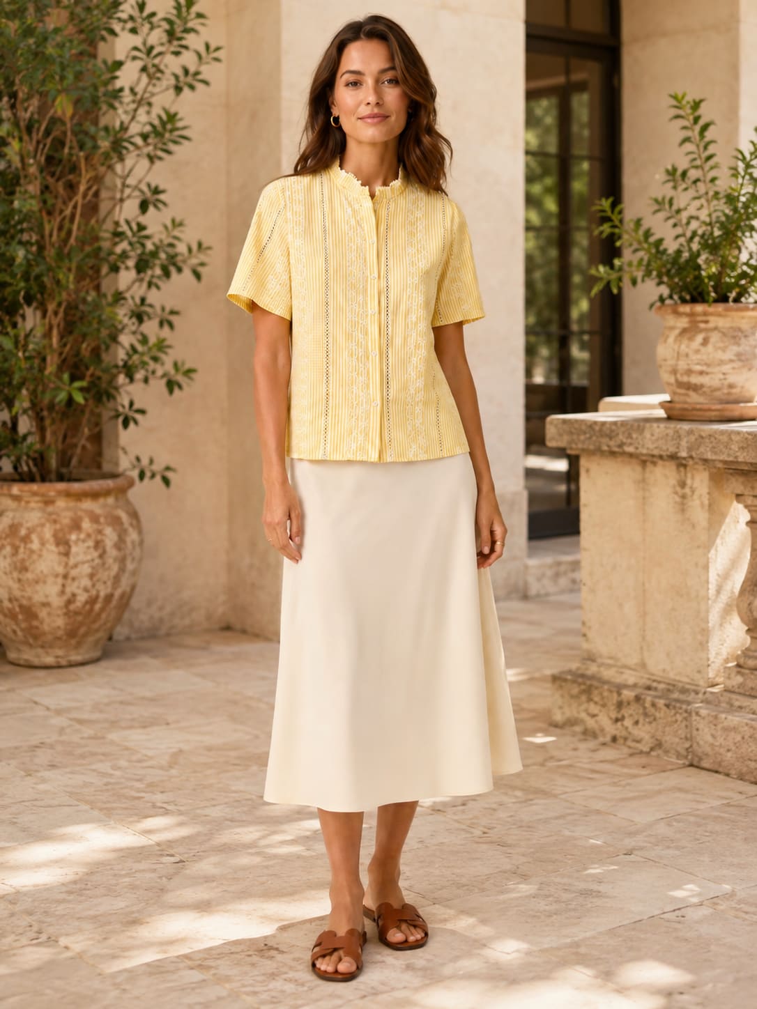 Yellow shirt with stripes and broderies Tsniout - product photo 6