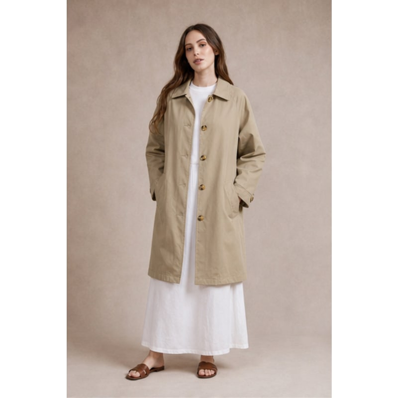 Trench mi-long beige Tsniout — Tissu léger et fluide
