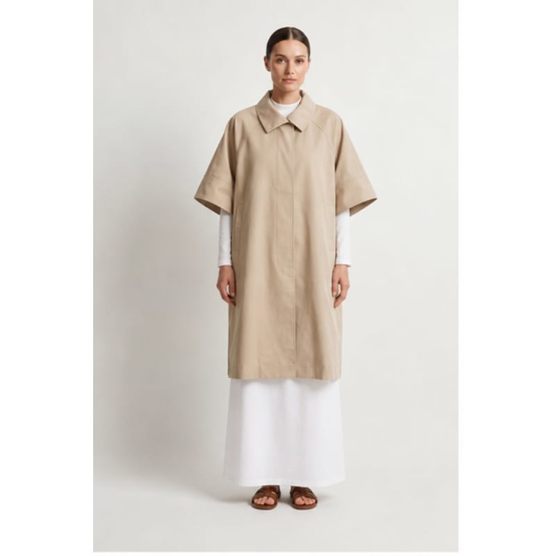 Trench-cape beige oversize Tsniout — 100 % polyester