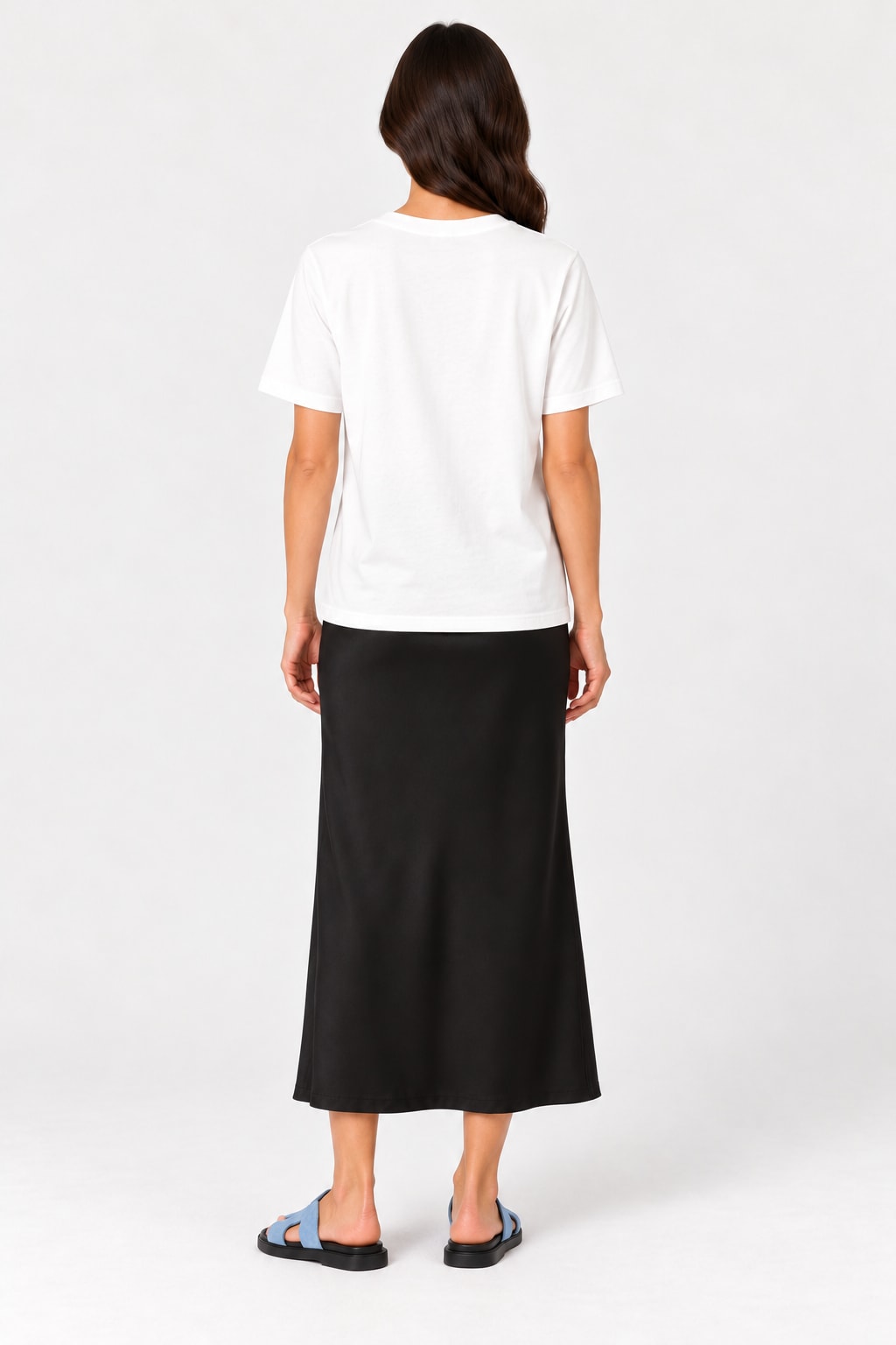 T-shirt blanc à dentelle noire — vue de dos