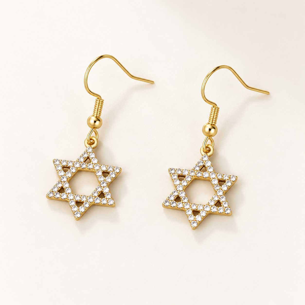 Boucles d’oreilles étoile de David à zircons — autre finition