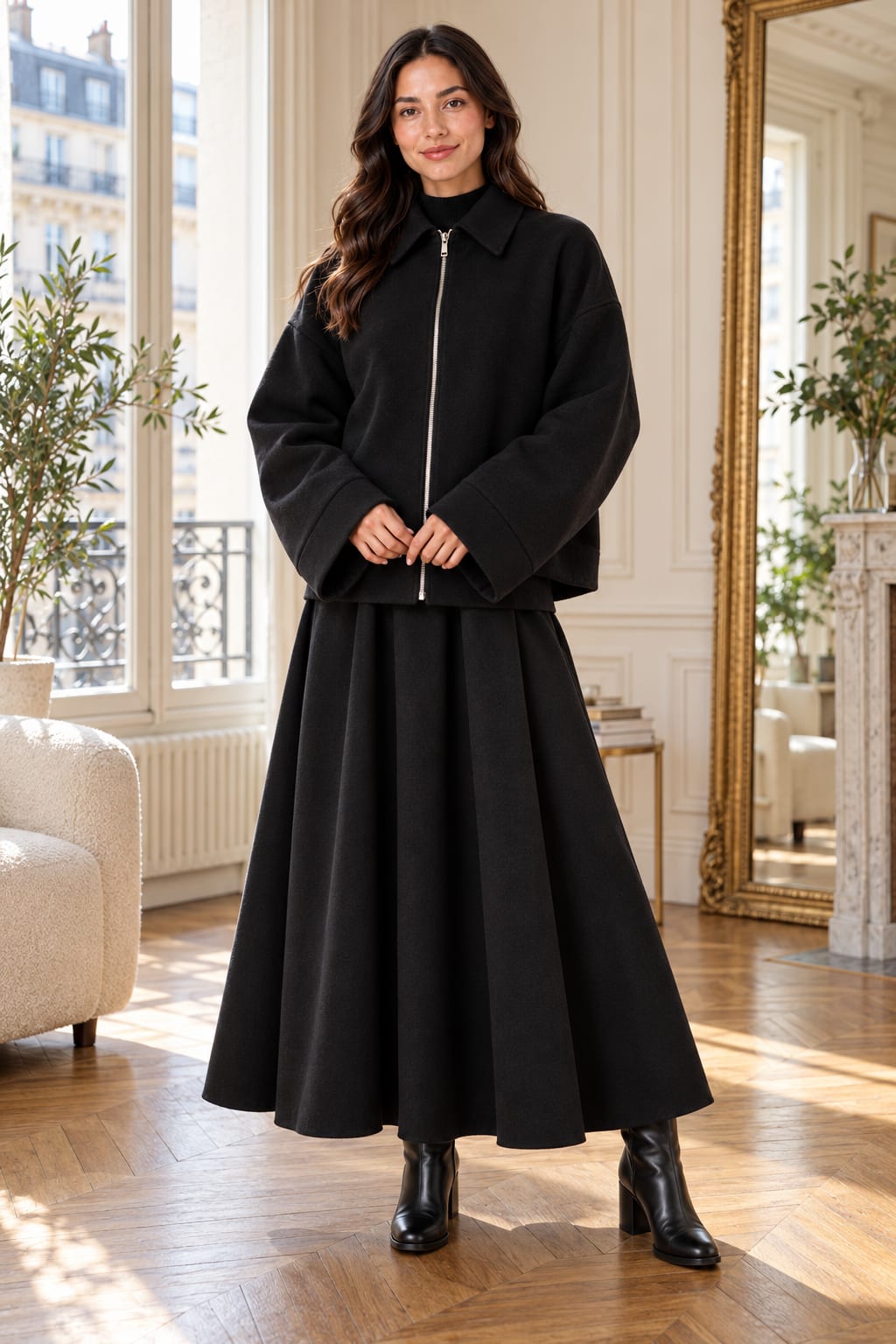 Veste en laine noire zippée Tsniout — Noir — vue 6