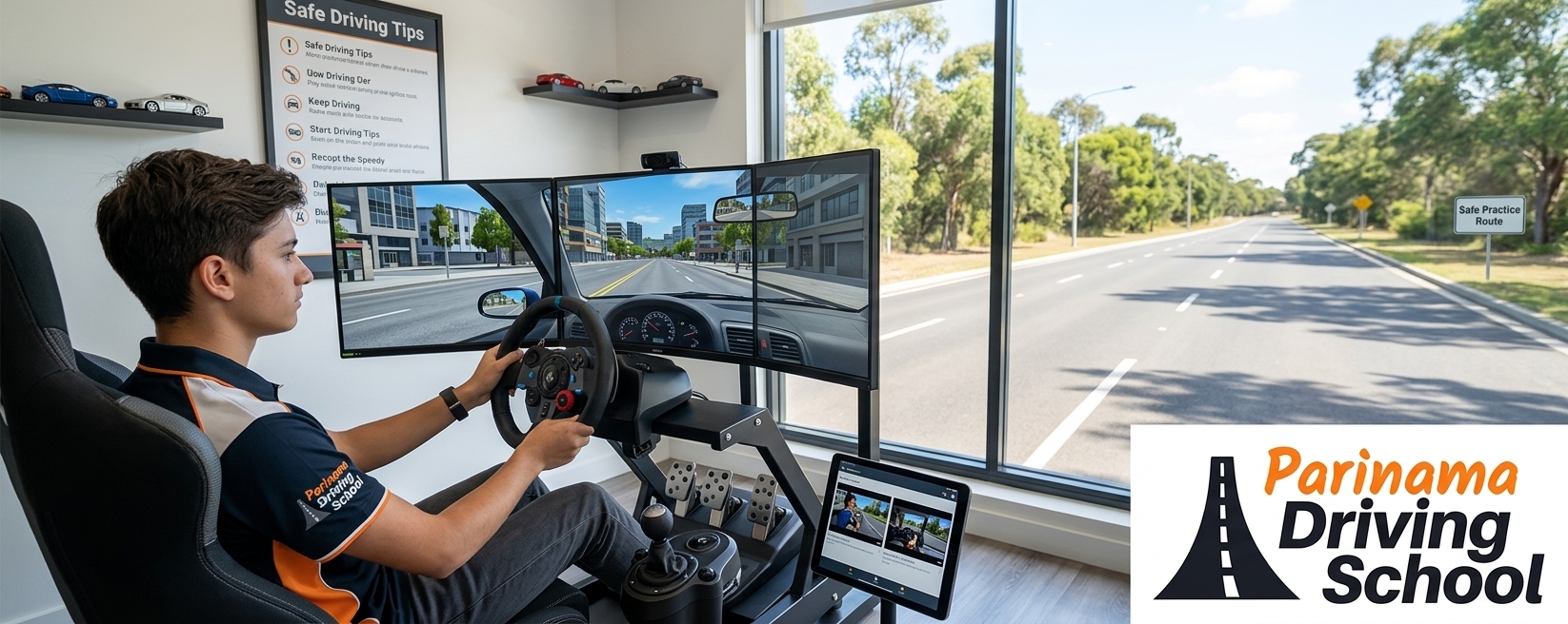 A student practicing driving in a safe and controlled environment.