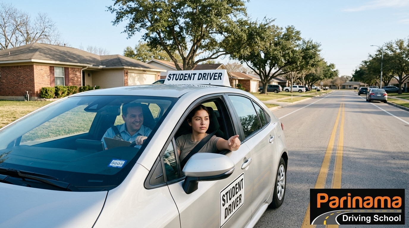 An image of a driving lesson at Parinama Driving School in Converse