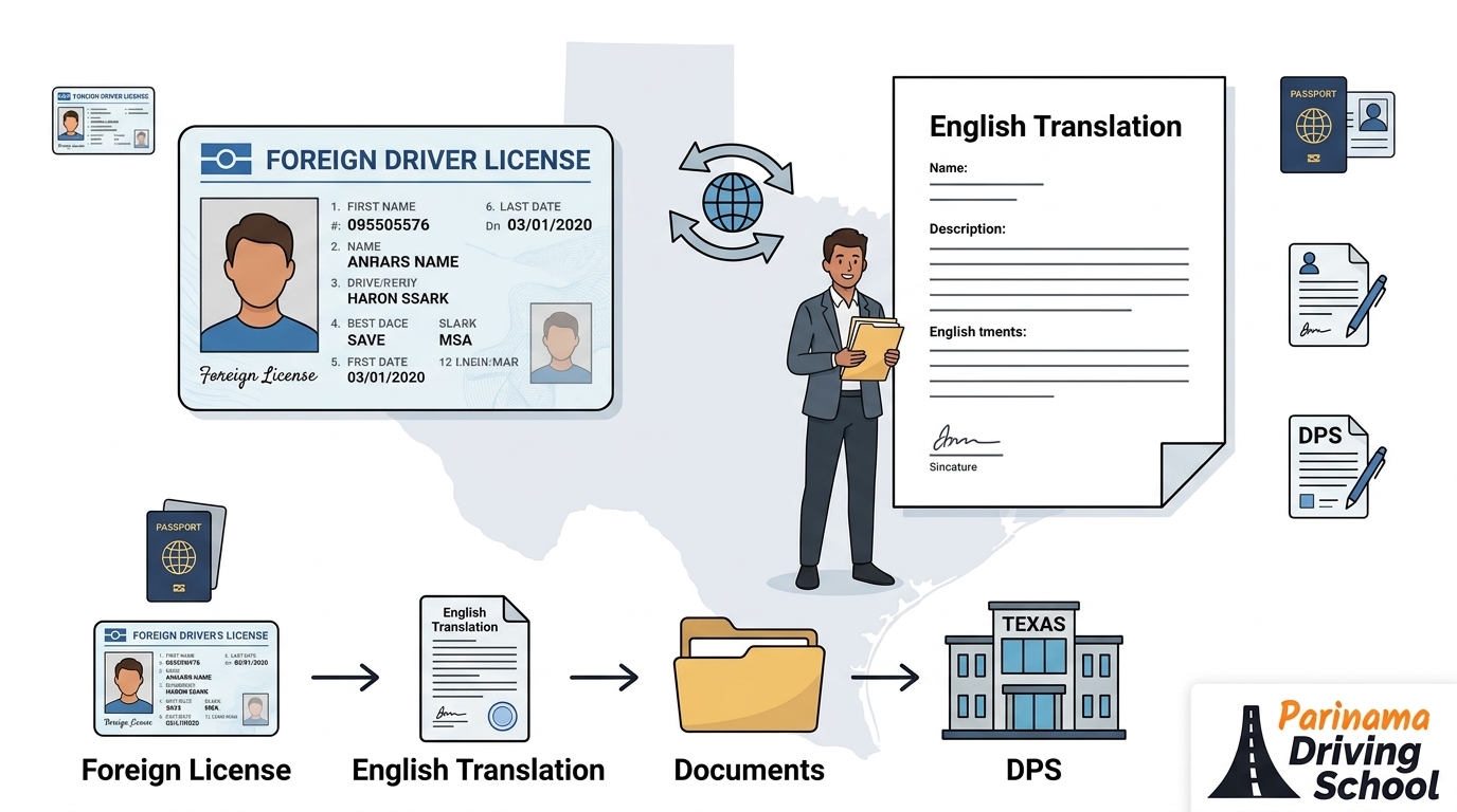 A guide for translating foreign licenses for Texas DPS requirements.