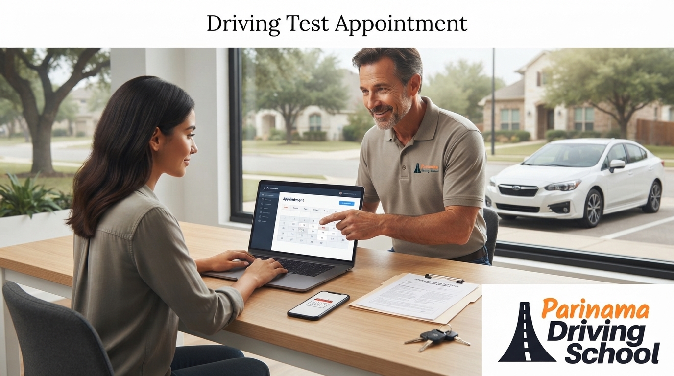 A person using a computer to schedule a driving test appointment with DPS.