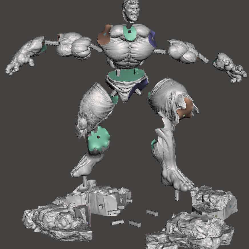 Hulk 2017 - Object created entirely in 3D, divided into parts to facilitate printing and to be able to generate a larger final product, which can be done on smaller printers. It uses invisible cutting technique, when assembled, you cannot see where it joins parts. Using pins to unite, which makes it easier if you want to transport. Hulk 2017 version - filme based 2017. Full file, high resolution, ready for 3d printing. Divided into parts, with fittings to resize to the size you want. - The best files for 3D printing in the world. Stl models divided into parts to facilitate 3D printing. All kinds of characters, decoration, cosplay, prosthetics, pieces. Quality in 3D printing. Affordable 3D models. Low cost. Collective purchases of 3D files.