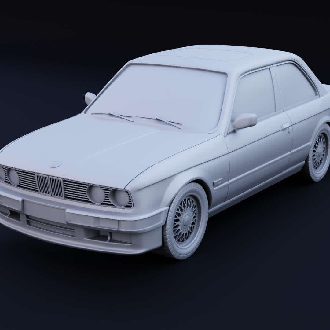 2-Door BMW E30 Stl for 3D printing - This is a printable model of the 2-door BMW E30

The model is divided into 5 parts:

-2-door BMW E30
-Brake Disc
-Brake Disc Caliper
-Rear View
-Wheel

There are some separate pieces for fitting and gluing - Os melhores arquivos para impressão 3D do mundo. Modelos stl divididos em partes para facilitar a impressão 3D. Todos os tipos de personagens, decoração, cosplay, próteses, peças. Qualidade na impressão 3D. Modelos 3D com preço acessível. Baixo custo. Compras coletivas de arquivos 3D.