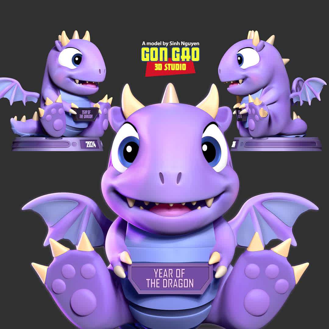 2024 - Year of the dragon - "According to the lunar calendar of many Asian countries, 2024 is the year of the dragon."

Basic parameters:

- STL format for 3D printing with 03 discrete objects
- Model height: 12cm
- Version 1.0: Polygons: 878215 & Vertices: 444232

Model ready for 3D printing.

Please vote positively for me if you find this model useful. - Os melhores arquivos para impressão 3D do mundo. Modelos stl divididos em partes para facilitar a impressão 3D. Todos os tipos de personagens, decoração, cosplay, próteses, peças. Qualidade na impressão 3D. Modelos 3D com preço acessível. Baixo custo. Compras coletivas de arquivos 3D.