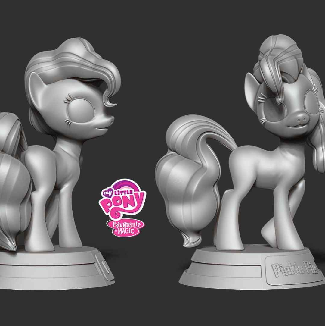 Pinkie Pie - Little Pony - Pinkie Pie, full name Pinkamena Diane Pie, is a female Earth pony and one of the main characters of My Little Pony Friendship is Magic. 

When you purchase this model, you will own:

**- STL, OBJ file with 04 separated files (with key to connect together) is ready for 3D printing.**

**- Zbrush original files (ZTL) for you to customize as you like.**

_This is version 1.0 of this model._

Hope you like her. Thanks for viewing! - The best files for 3D printing in the world. Stl models divided into parts to facilitate 3D printing. All kinds of characters, decoration, cosplay, prosthetics, pieces. Quality in 3D printing. Affordable 3D models. Low cost. Collective purchases of 3D files.