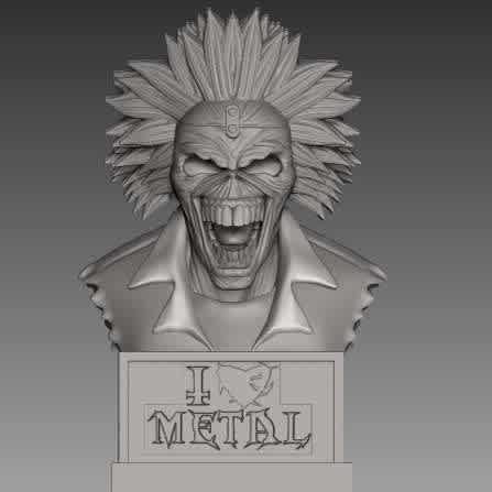 Iron Maiden  - Iron Maiden bust - The best files for 3D printing in the world. Stl models divided into parts to facilitate 3D printing. All kinds of characters, decoration, cosplay, prosthetics, pieces. Quality in 3D printing. Affordable 3D models. Low cost. Collective purchases of 3D files.