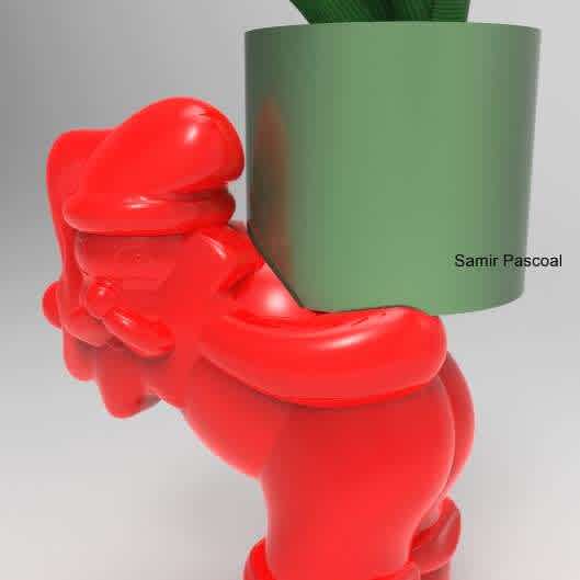 Papai Noel_Vaso - Model printed in 3 parts, base, Santa Claus and vase, As attached images. - The best files for 3D printing in the world. Stl models divided into parts to facilitate 3D printing. All kinds of characters, decoration, cosplay, prosthetics, pieces. Quality in 3D printing. Affordable 3D models. Low cost. Collective purchases of 3D files.