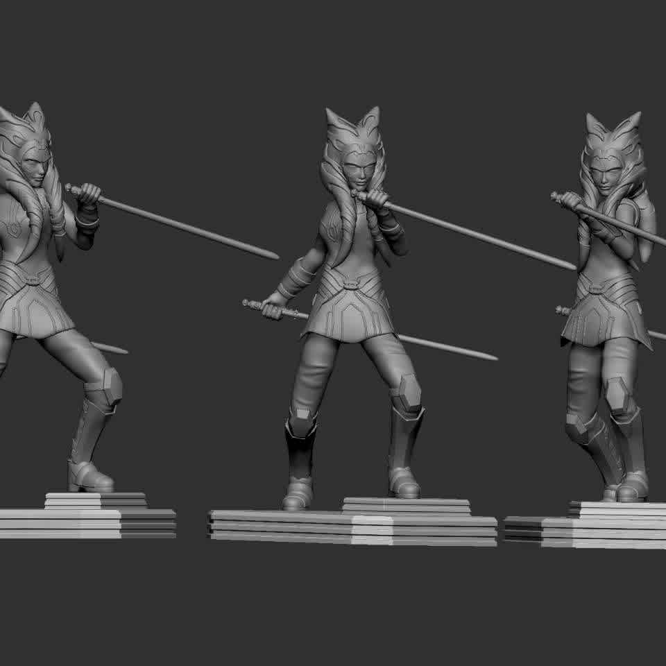 Ahsoka Tano - Ahsoka Tano from star wars clone wars - The best files for 3D printing in the world. Stl models divided into parts to facilitate 3D printing. All kinds of characters, decoration, cosplay, prosthetics, pieces. Quality in 3D printing. Affordable 3D models. Low cost. Collective purchases of 3D files.