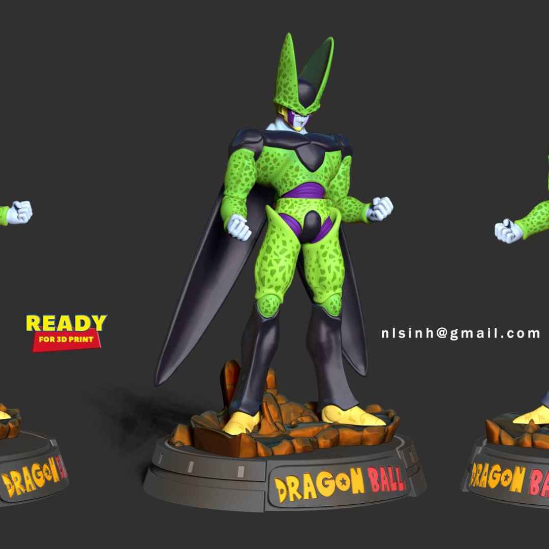 Cell - Dragon Ball	 - > It is a fact that some of the villains in Dragon Ball are very much loved by fans, and Cell is one of them.

When you purchase this model, you will own:

**- STL file with 13 separated files (with key to connect together) is ready for 3D printing.**

_This is version 1.0 of this model._

Hope you like him. Thanks for viewing! - The best files for 3D printing in the world. Stl models divided into parts to facilitate 3D printing. All kinds of characters, decoration, cosplay, prosthetics, pieces. Quality in 3D printing. Affordable 3D models. Low cost. Collective purchases of 3D files.