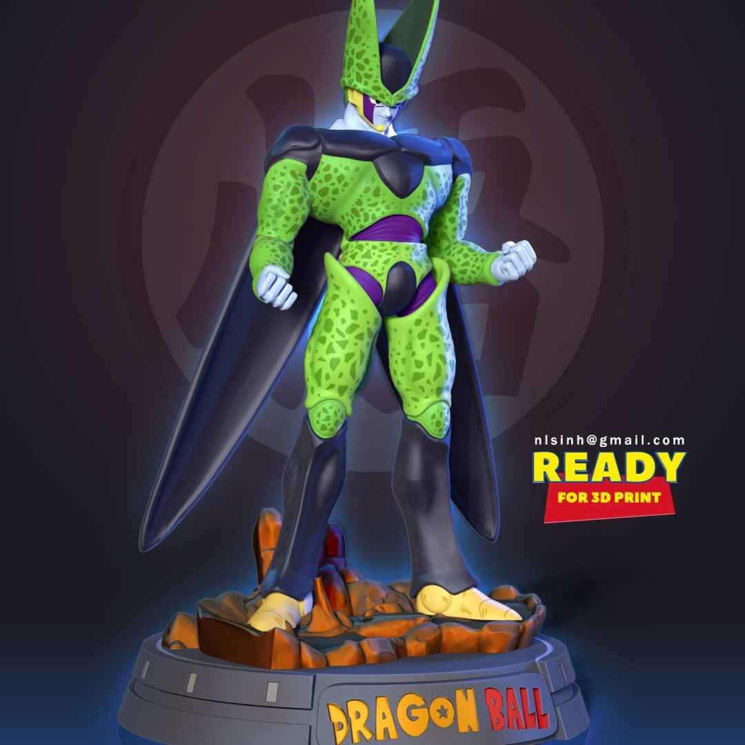 Cell - Dragon Ball	 - > It is a fact that some of the villains in Dragon Ball are very much loved by fans, and Cell is one of them.

When you purchase this model, you will own:

**- STL file with 13 separated files (with key to connect together) is ready for 3D printing.**

_This is version 1.0 of this model._

Hope you like him. Thanks for viewing! - Los mejores archivos para impresión 3D del mundo. Modelos Stl divididos en partes para facilitar la impresión 3D. Todo tipo de personajes, decoración, cosplay, prótesis, piezas. Calidad en impresión 3D. Modelos 3D asequibles. Bajo costo. Compras colectivas de archivos 3D.