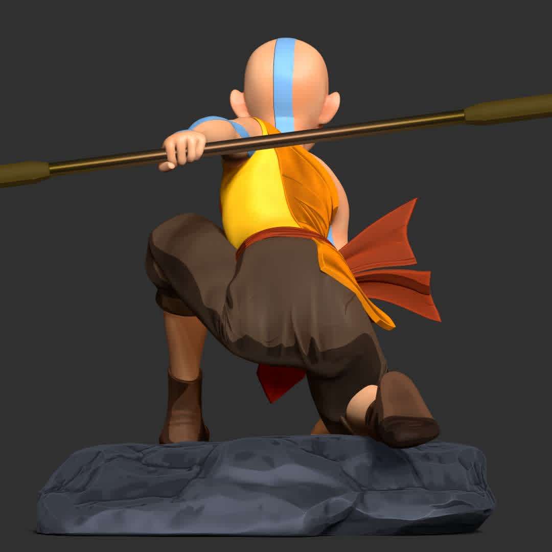 Aang - Avatar Fanart  - "Aang is an incarnation of the Avatar, the spirit of light and peace manifested in human form."

Basic parameters:

- STL format for 3D printing with 05 discrete objects
- Model height: 18cm
- Version 1.0: Polygons: 2043123 & Vertices: 1086328

Model ready for 3D printing.

Please vote positively for me if you find this model useful. - The best files for 3D printing in the world. Stl models divided into parts to facilitate 3D printing. All kinds of characters, decoration, cosplay, prosthetics, pieces. Quality in 3D printing. Affordable 3D models. Low cost. Collective purchases of 3D files.