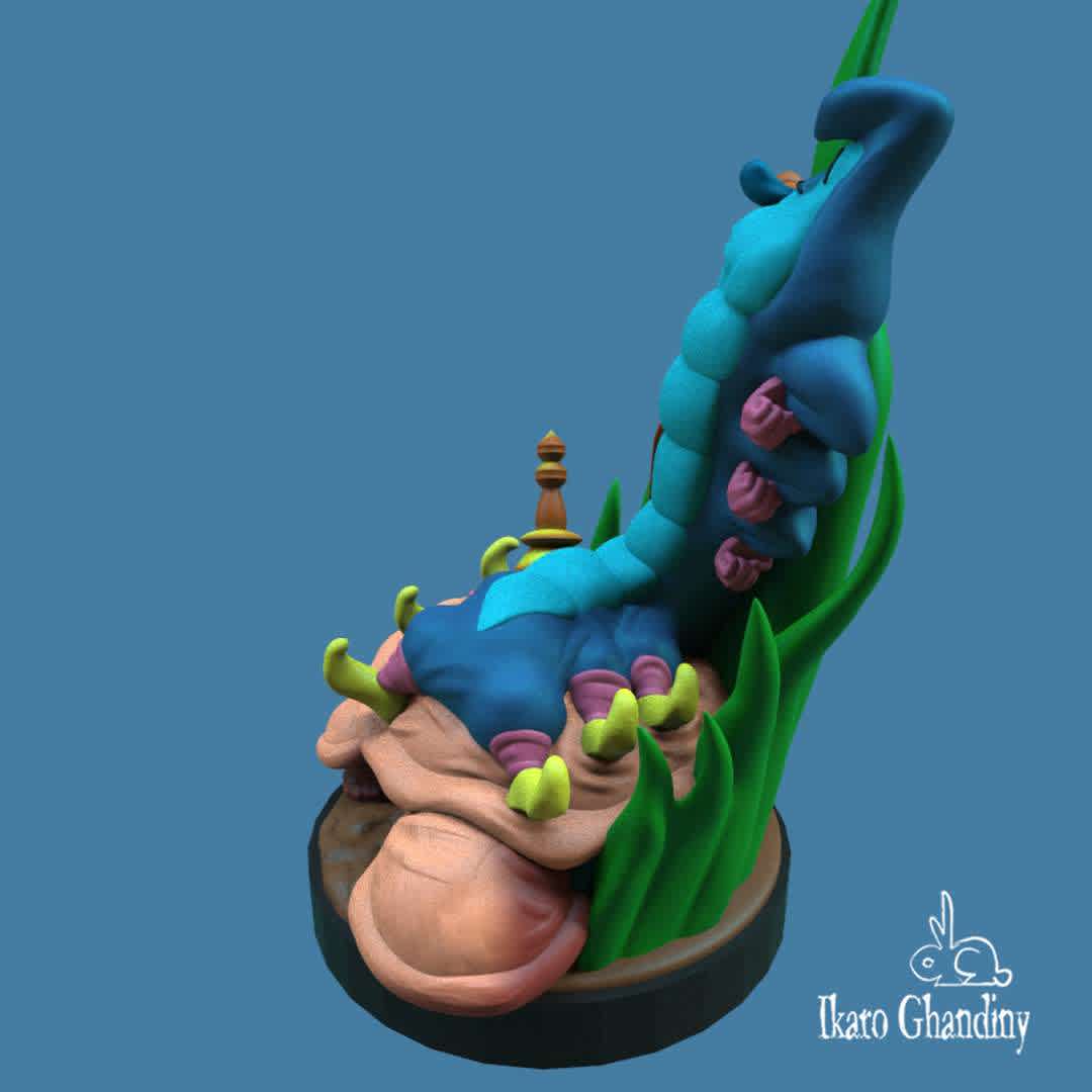 Absolem, the blue caterpillar - Absolem from Alice in Wonderland. Fanart made to order for a client's store. The process of developing this figure was very interesting, since the client was very specific regarding the expression that the caterpillar should have on its face.
I hope you like it.
If you find any errors in the file, do not hesitate to leave it in the comments so that it can be corrected.

You can see more of my work on my networks.
If you print it, feel free to hit me up on Instagram @ikaroghandiny

I recommend NOT PRINTING THE PIPE WIRE, instead I suggest soldering a wire or soldering a piece of PLA.

Resize pates 2000% to get 1/1 scale (for a caterpillar-sized caterpillar) - The best files for 3D printing in the world. Stl models divided into parts to facilitate 3D printing. All kinds of characters, decoration, cosplay, prosthetics, pieces. Quality in 3D printing. Affordable 3D models. Low cost. Collective purchases of 3D files.