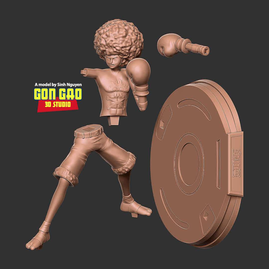 Afro Luffy - One Piece Fanart - "Luffy is wearing the afro because he was convinced by Usopp that it would make his punch stronger."

Basic parameters:

- STL format for 3D printing with 04 discrete objects
- Model height: 30cm
- Version 1.0: Polygons: 2974116 & Vertices: 1506110

Model ready for 3D printing.

Please vote positively for me if you find this model useful. - The best files for 3D printing in the world. Stl models divided into parts to facilitate 3D printing. All kinds of characters, decoration, cosplay, prosthetics, pieces. Quality in 3D printing. Affordable 3D models. Low cost. Collective purchases of 3D files.