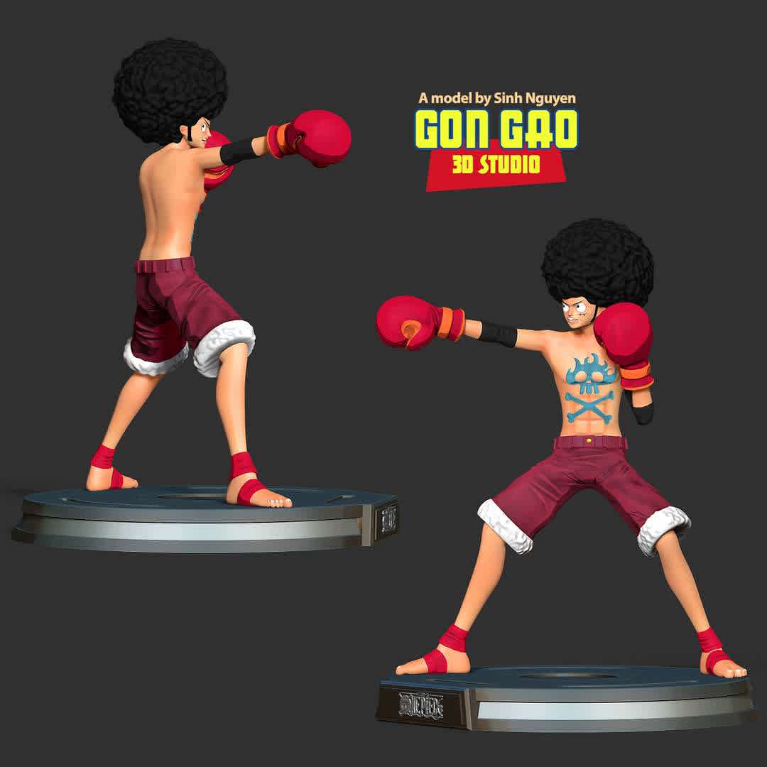 Afro Luffy - One Piece Fanart - "Luffy is wearing the afro because he was convinced by Usopp that it would make his punch stronger."

Basic parameters:

- STL format for 3D printing with 04 discrete objects
- Model height: 30cm
- Version 1.0: Polygons: 2974116 & Vertices: 1506110

Model ready for 3D printing.

Please vote positively for me if you find this model useful. - The best files for 3D printing in the world. Stl models divided into parts to facilitate 3D printing. All kinds of characters, decoration, cosplay, prosthetics, pieces. Quality in 3D printing. Affordable 3D models. Low cost. Collective purchases of 3D files.