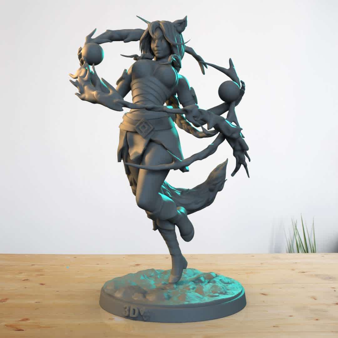 Ahri  - Ahri Character LOL "THE FOX OF NINE TAILS " - The best files for 3D printing in the world. Stl models divided into parts to facilitate 3D printing. All kinds of characters, decoration, cosplay, prosthetics, pieces. Quality in 3D printing. Affordable 3D models. Low cost. Collective purchases of 3D files.