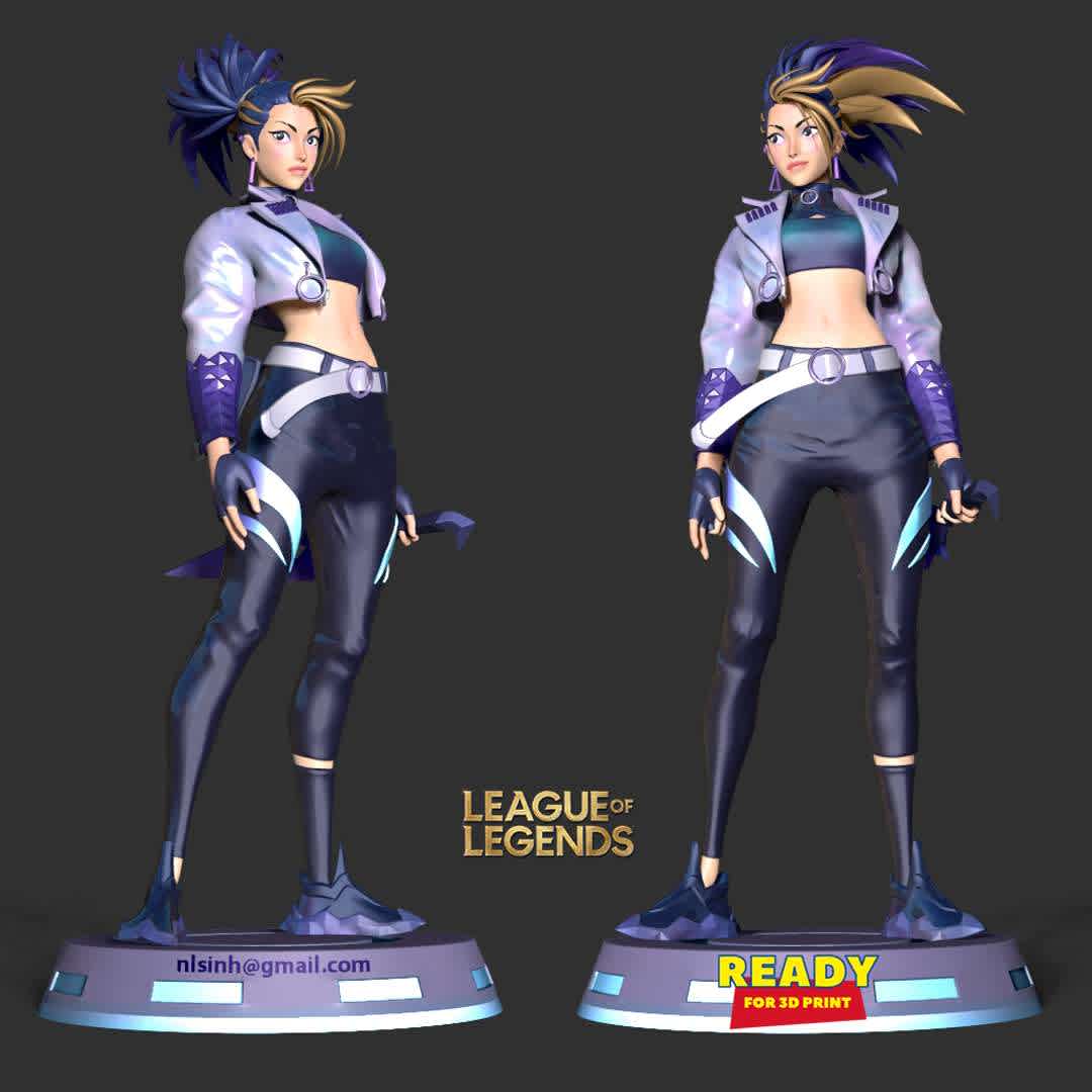 Akali - League of legends Fanart - For those of you who are a fan of online games, I probably don't need much introduction.

When you purchase this model, you will own:

- STL, OBJ file with 08 separated files (with key to connect together) is ready for 3D printing.

- Zbrush original files (ZTL) for you to customize as you like.

This is version 1.0 of this model.

Thanks for viewing! - The best files for 3D printing in the world. Stl models divided into parts to facilitate 3D printing. All kinds of characters, decoration, cosplay, prosthetics, pieces. Quality in 3D printing. Affordable 3D models. Low cost. Collective purchases of 3D files.