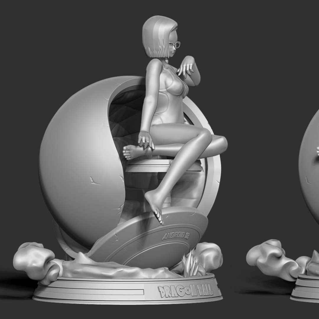 Android 18 in bikini  - Android 18 born as Lazuli (ラズリ, Razuri), is a fictional character in the Dragon Ball manga series created by Akira Toriyama.

When you purchase this model, you will own:

- STL, OBJ file with 08 separated files (with key to connect together) is ready for 3D printing.

- Zbrush original files (ZTL) for you to customize as you like.

This is version 1.0 of this model.

Thanks for viewing! Hope you like her. - The best files for 3D printing in the world. Stl models divided into parts to facilitate 3D printing. All kinds of characters, decoration, cosplay, prosthetics, pieces. Quality in 3D printing. Affordable 3D models. Low cost. Collective purchases of 3D files.