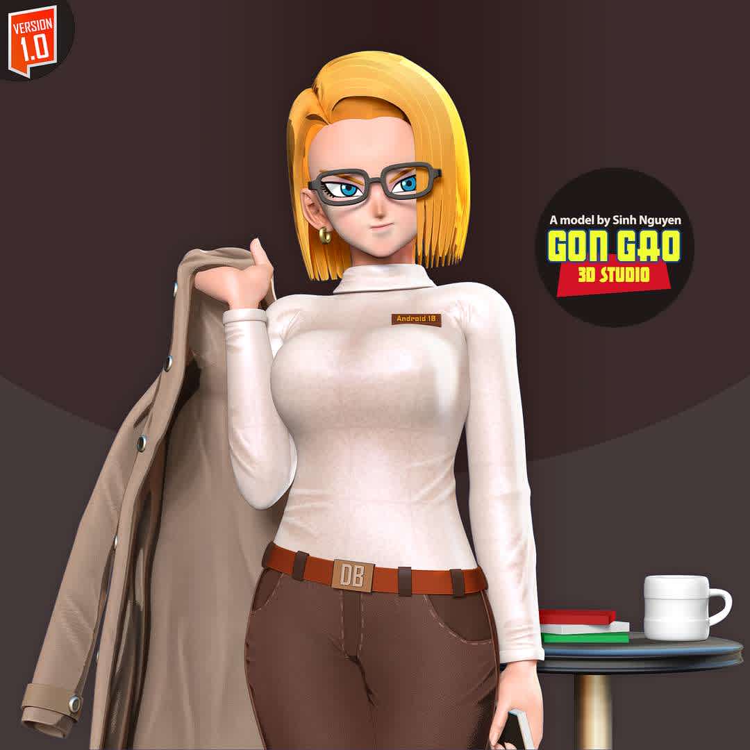 Android 18 - Office Girl - "Android 18: As an office worker, you have to look beautiful every day :))"

Basic parameters:

- STL format for 3D printing with 08 discrete objects
- Model height: 25cm
- Version 1.0: Polygons: 3080549 & Vertices: 1669228
- You will have 2 options: Head with glasses and head without glasses.

Model ready for 3D printing.

Please vote positively for me if you find this model useful. - Los mejores archivos para impresión 3D del mundo. Modelos Stl divididos en partes para facilitar la impresión 3D. Todo tipo de personajes, decoración, cosplay, prótesis, piezas. Calidad en impresión 3D. Modelos 3D asequibles. Bajo costo. Compras colectivas de archivos 3D.