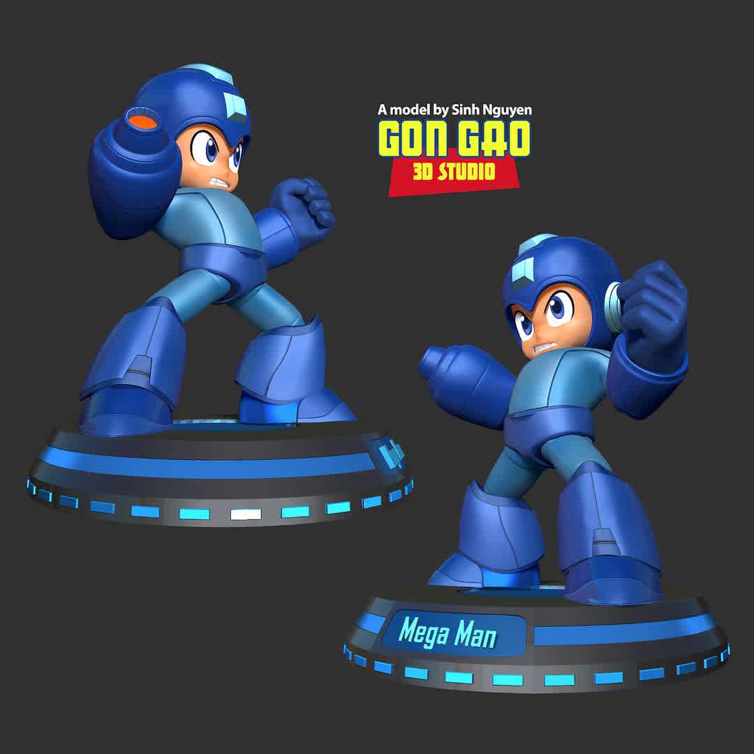 Angry Mega Man  - "Mega Man is a Japanese science fiction video game franchise created by Capcom."

Basic parameters:

- STL format for 3D printing with 03 discrete objects
- Model height: 15cm
- Version 1.0: Polygons: 1680720 & Vertices: 896828

Model ready for 3D printing.

Please vote positively for me if you find this model useful. - The best files for 3D printing in the world. Stl models divided into parts to facilitate 3D printing. All kinds of characters, decoration, cosplay, prosthetics, pieces. Quality in 3D printing. Affordable 3D models. Low cost. Collective purchases of 3D files.