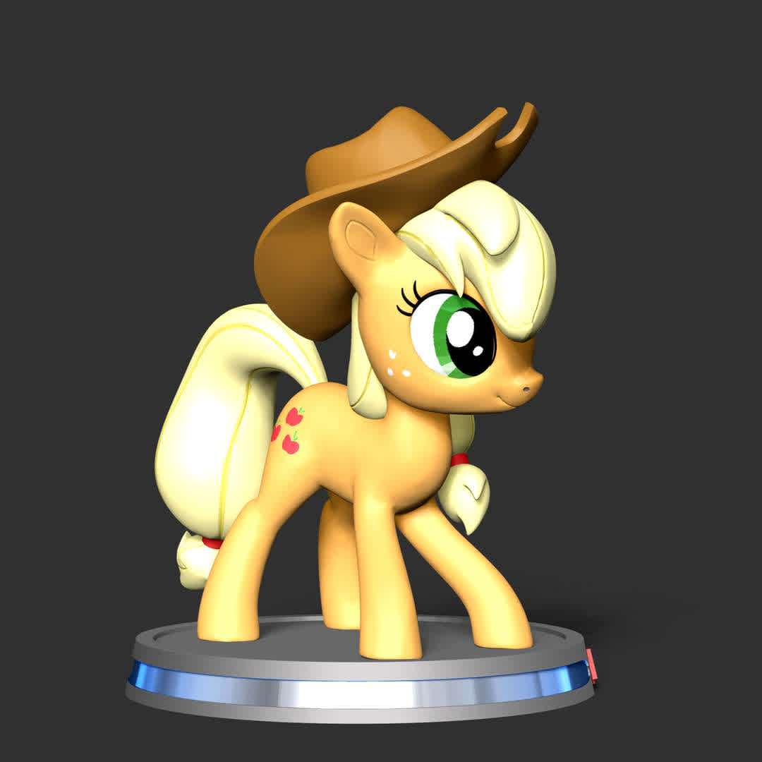 AppleJack - Little Pony  - Information: This model has a height of 15 cm.

When you purchase this model, you will own:

 - STL, OBJ file with 04 separated files (included key to connect parts) is ready for 3D printing.

 - Zbrush original files (ZTL) for you to customize as you like.

This is version 1.0 of this model.
Thanks for viewing! Hope you like it. - The best files for 3D printing in the world. Stl models divided into parts to facilitate 3D printing. All kinds of characters, decoration, cosplay, prosthetics, pieces. Quality in 3D printing. Affordable 3D models. Low cost. Collective purchases of 3D files.