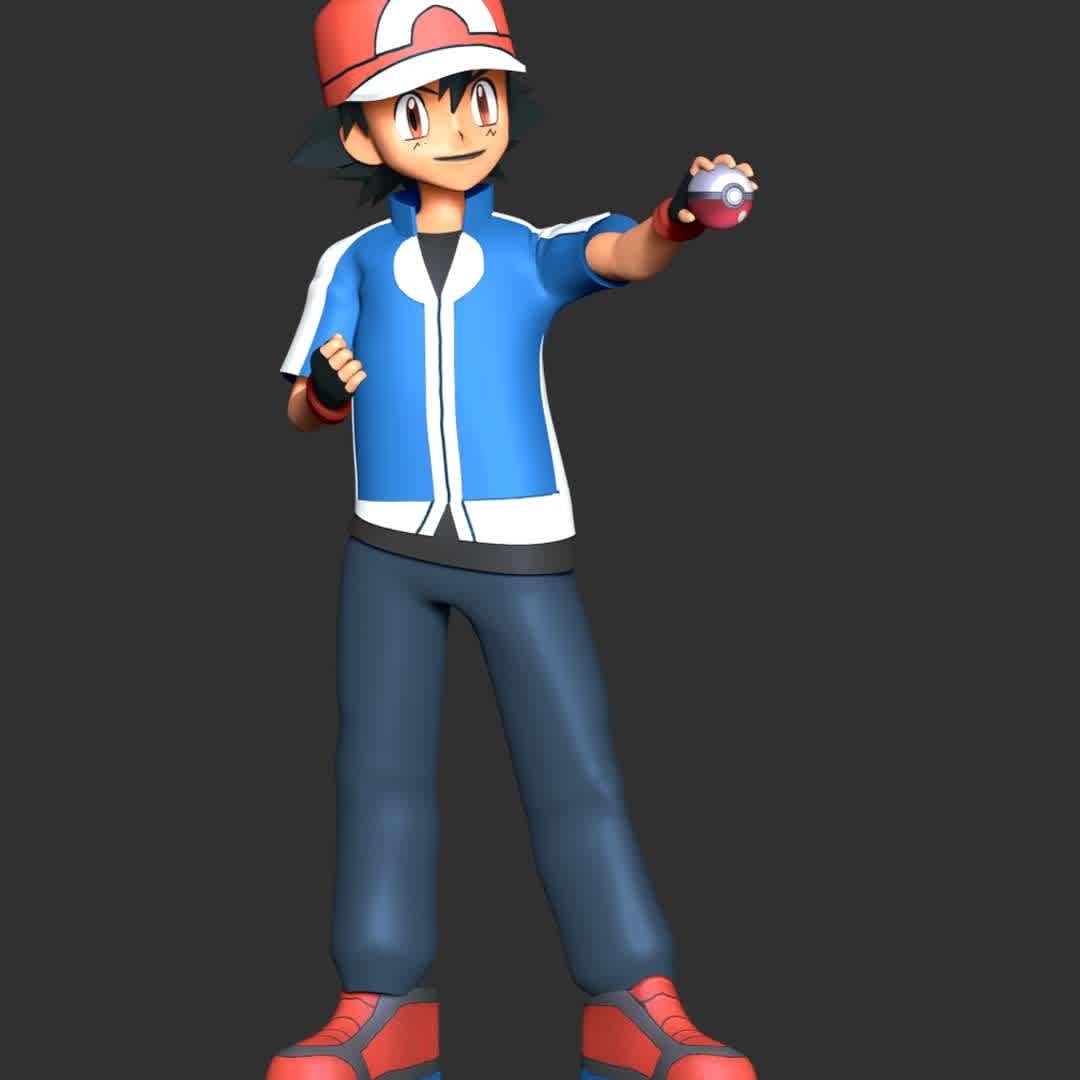 Ash Ketchum - Satoshi Pokémon - **Ash Ketchum, known as Satoshi is a fictional character in the Pokémon franchise owned by Nintendo, Game Freak, and Creatures.**

**The model ready for 3D printing.**

These information of model:

**- Format files: STL, OBJ to supporting 3D printing.**

**- Can be assembled without glue (glue is optional)**

**- Split down to 3 parts**

**- The height of current model is 20 cm and you can free to scale it.**

**- ZTL format for Zbrush for you to customize as you like.**

Please don't hesitate to contact me if you have any issues question.

If you see this model useful, please vote positively for it. - The best files for 3D printing in the world. Stl models divided into parts to facilitate 3D printing. All kinds of characters, decoration, cosplay, prosthetics, pieces. Quality in 3D printing. Affordable 3D models. Low cost. Collective purchases of 3D files.