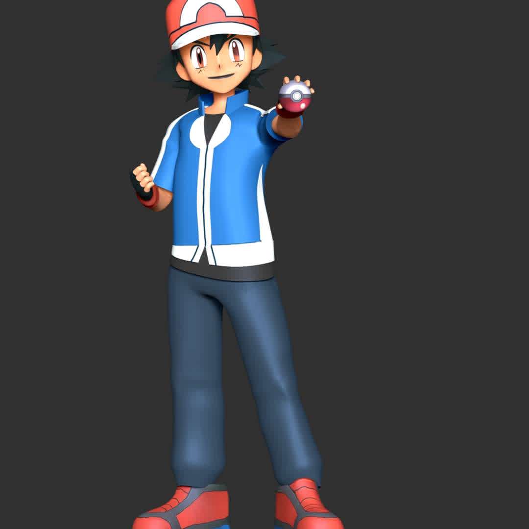 Ash Ketchum - Satoshi Pokémon - **Ash Ketchum, known as Satoshi is a fictional character in the Pokémon franchise owned by Nintendo, Game Freak, and Creatures.**

**The model ready for 3D printing.**

These information of model:

**- Format files: STL, OBJ to supporting 3D printing.**

**- Can be assembled without glue (glue is optional)**

**- Split down to 3 parts**

**- The height of current model is 20 cm and you can free to scale it.**

**- ZTL format for Zbrush for you to customize as you like.**

Please don't hesitate to contact me if you have any issues question.

If you see this model useful, please vote positively for it. - The best files for 3D printing in the world. Stl models divided into parts to facilitate 3D printing. All kinds of characters, decoration, cosplay, prosthetics, pieces. Quality in 3D printing. Affordable 3D models. Low cost. Collective purchases of 3D files.