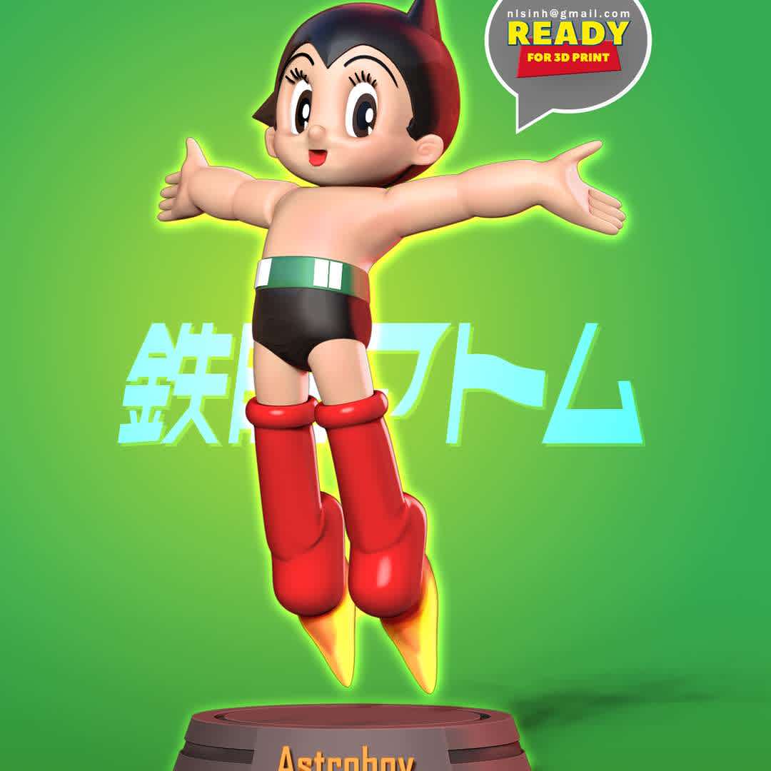 Astro Boy want to hug the world  - Astro Boy, known in Japan by its original name Mighty Atom (Japanese: 鉄腕アトム, Hepburn: Tetsuwan Atomu), is a Japanese manga series written and illustrated by Osamu Tezuka.

Astro Boy: I want to hug the world

When you purchase this model, you will own:

- STL, OBJ file with 06 separated files (with key to connect together) is ready for 3D printing.

- Zbrush original files (ZTL) for you to customize as you like.

This is version 1.0 of this model.

Hope you like him. Thanks for viewing! - The best files for 3D printing in the world. Stl models divided into parts to facilitate 3D printing. All kinds of characters, decoration, cosplay, prosthetics, pieces. Quality in 3D printing. Affordable 3D models. Low cost. Collective purchases of 3D files.