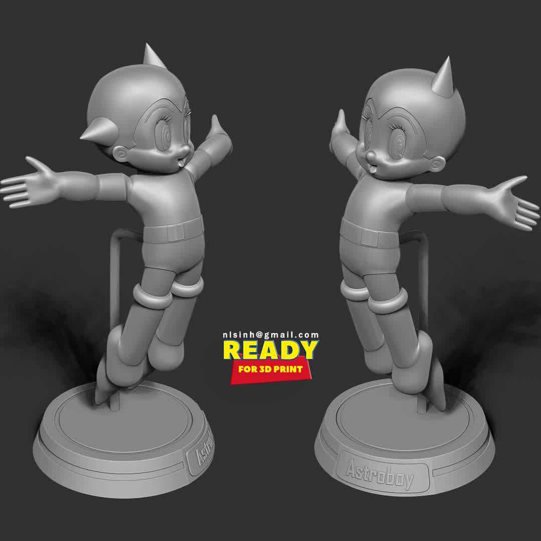 Astro Boy want to hug the world  - Astro Boy, known in Japan by its original name Mighty Atom (Japanese: 鉄腕アトム, Hepburn: Tetsuwan Atomu), is a Japanese manga series written and illustrated by Osamu Tezuka.

Astro Boy: I want to hug the world

When you purchase this model, you will own:

- STL, OBJ file with 06 separated files (with key to connect together) is ready for 3D printing.

- Zbrush original files (ZTL) for you to customize as you like.

This is version 1.0 of this model.

Hope you like him. Thanks for viewing! - Os melhores arquivos para impressão 3D do mundo. Modelos stl divididos em partes para facilitar a impressão 3D. Todos os tipos de personagens, decoração, cosplay, próteses, peças. Qualidade na impressão 3D. Modelos 3D com preço acessível. Baixo custo. Compras coletivas de arquivos 3D.