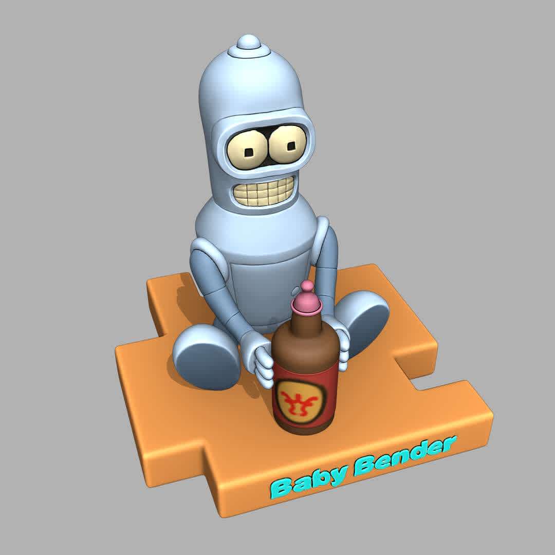Baby Bender - Bender from the series futurama in baby form, cut model. - The best files for 3D printing in the world. Stl models divided into parts to facilitate 3D printing. All kinds of characters, decoration, cosplay, prosthetics, pieces. Quality in 3D printing. Affordable 3D models. Low cost. Collective purchases of 3D files.