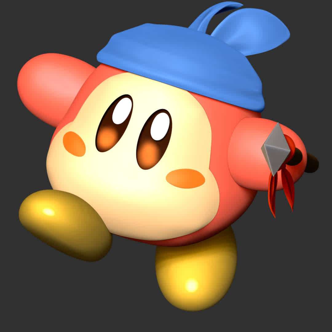 Bandana Waddle Dee - Kirby - **Bandana Waddle Dee nicknamed Bandana Dee otherwise known simply as Waddle Dee is a main character in the Kirby series**

**The model ready for 3D printing.**

These information of model:

**- Format files: STL, OBJ to supporting 3D printing.**

**- Can be assembled without glue (glue is optional)**

**- Split down to 2 parts**

**- The height of current model is 20 cm and you can free to scale it.**

**- ZTL format for Zbrush for you to customize as you like.**

Please don't hesitate to contact me if you have any issues question.

If you see this model useful, please vote positively for it. - The best files for 3D printing in the world. Stl models divided into parts to facilitate 3D printing. All kinds of characters, decoration, cosplay, prosthetics, pieces. Quality in 3D printing. Affordable 3D models. Low cost. Collective purchases of 3D files.