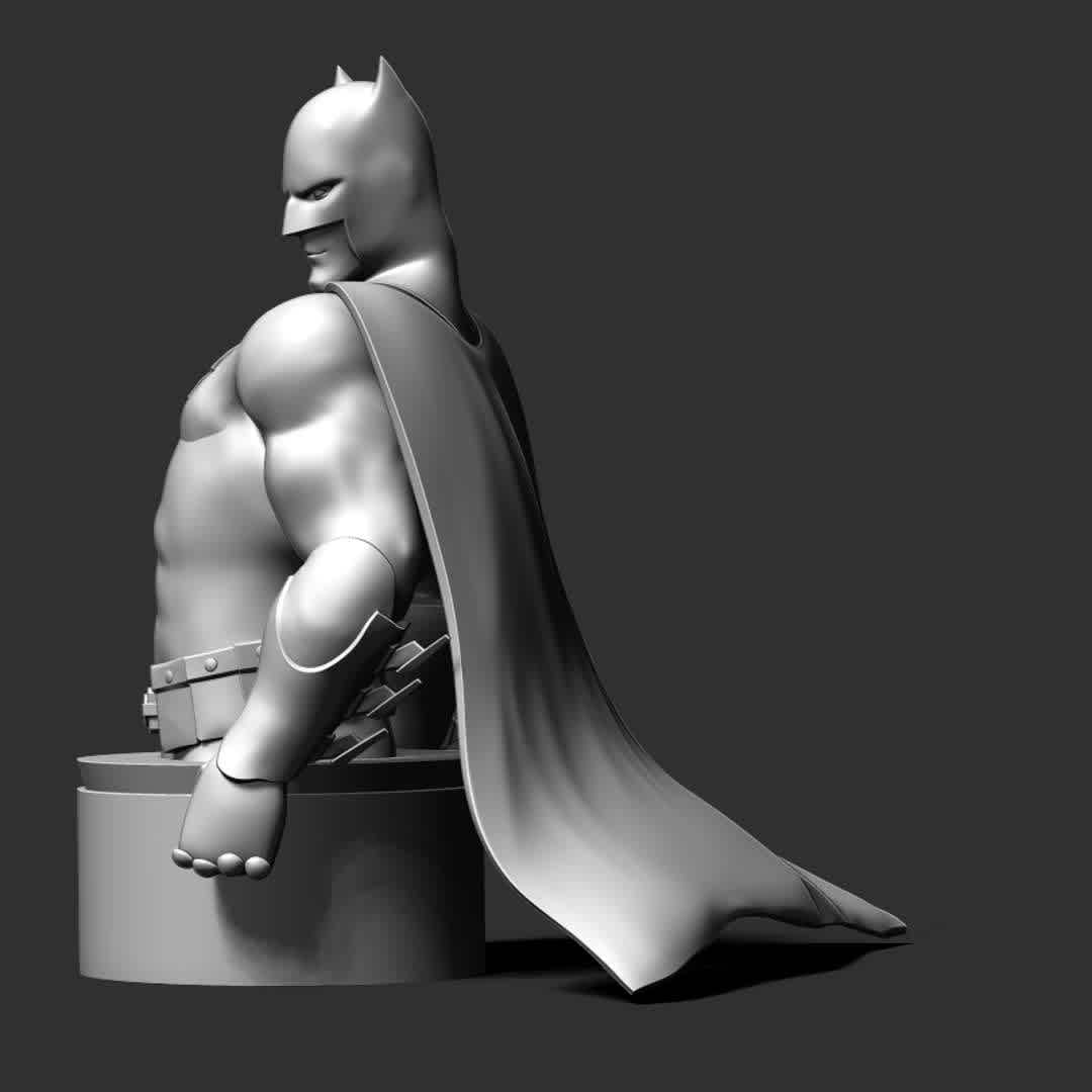 Batman - Bust - **These information basic of this model:**

- The model ready for 3D printing.
- The model current size is 20cm height, but you are free to scale it.
- Files format: STL, OBJ files is ready for 3D printing.
- Also includes Zbrush original file (ZTL) for you to customize as you like.

Hope you like him.
If you have any questions please don't hesitate to contact me. I will respond you ASAP. - The best files for 3D printing in the world. Stl models divided into parts to facilitate 3D printing. All kinds of characters, decoration, cosplay, prosthetics, pieces. Quality in 3D printing. Affordable 3D models. Low cost. Collective purchases of 3D files.