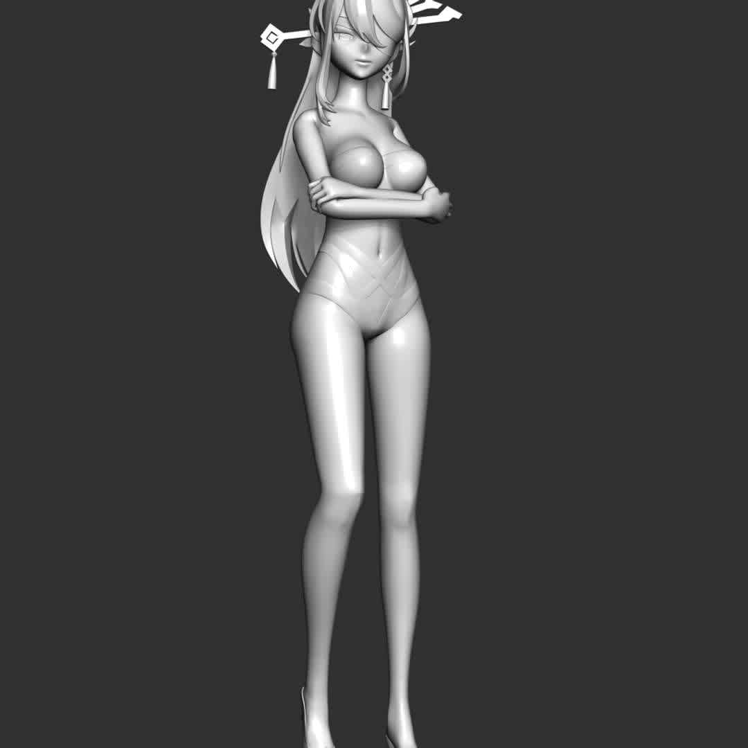 Beidou Genshin Impact - Beidou is a playable Electro character in Genshin Impact.

These information of this model:

 - Files format: STL, OBJ (included 04 separated files is ready for 3D printing). 
 - Zbrush original file (ZTL) for you to customize as you like.
 - The height is 20 cm
 - The version 1.0. 

The model ready for 3D printing.
Hope you like her.
Don't hesitate to contact me if there are any problems during printing the model - The best files for 3D printing in the world. Stl models divided into parts to facilitate 3D printing. All kinds of characters, decoration, cosplay, prosthetics, pieces. Quality in 3D printing. Affordable 3D models. Low cost. Collective purchases of 3D files.