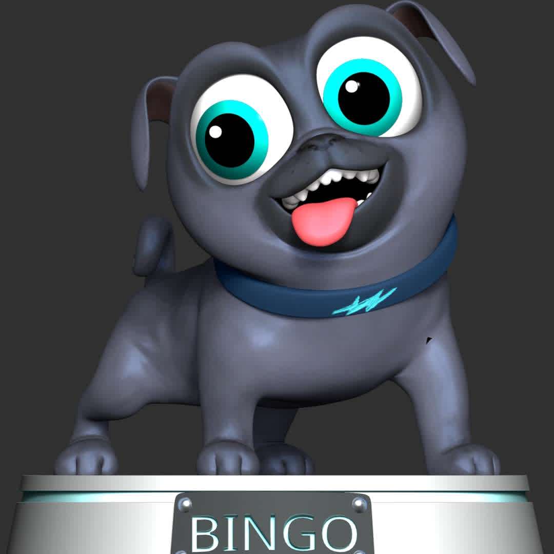 Bingo - puppy Ddog pals - These information of model:

**- The height of current model is 20 cm and you can free to scale it.**

**- Format files: STL, OBJ to supporting 3D printing.**

Please don't hesitate to contact me if you have any issues question. - The best files for 3D printing in the world. Stl models divided into parts to facilitate 3D printing. All kinds of characters, decoration, cosplay, prosthetics, pieces. Quality in 3D printing. Affordable 3D models. Low cost. Collective purchases of 3D files.